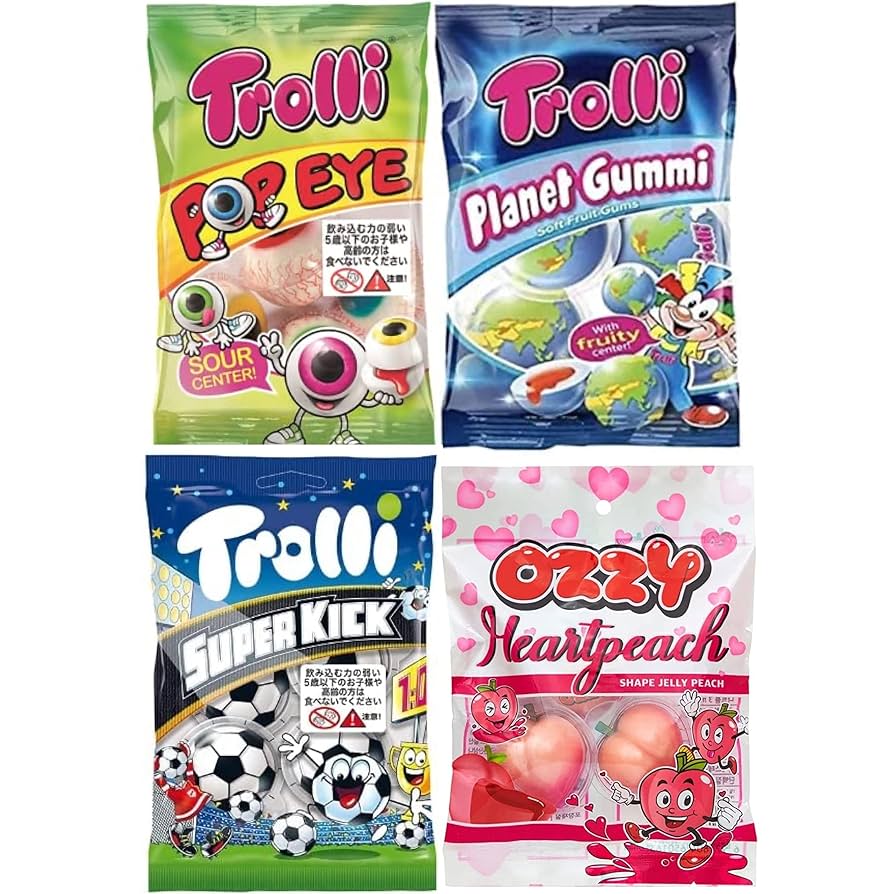 【わび】地球グミ 4袋 Amazon | Trolli OZZY 4袋セット（16個セット）地球グミ 目玉
